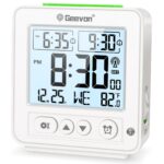 Geevon Small Digital Atomic Alarm Clock for Bedroom, Battery Operated Travel Alarm Clock with Auto/8s Backlight, 2 Alarm, Temperature, for Deep Sleepers Kids Elderly Home Office(White)