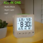 Geevon Small Digital Atomic Alarm Clock for Bedroom, Battery Operated Travel Alarm Clock with Auto/8s Backlight, 2 Alarm, Temperature, for Deep Sleepers Kids Elderly Home Office(White)