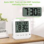 Geevon Small Digital Atomic Alarm Clock for Bedroom, Battery Operated Travel Alarm Clock with Auto/8s Backlight, 2 Alarm, Temperature, for Deep Sleepers Kids Elderly Home Office(White)