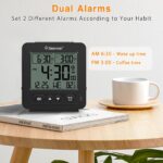 Geevon Small Digital Atomic Alarm Clock for Bedroom, Battery Operated Travel Alarm Clock with Auto/8s Backlight, 2 Alarm, Temperature, for Deep Sleepers Kids Elderly Home Office(Black)