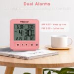 Geevon Small Digital Atomic Alarm Clock for Bedroom, Battery Operated Travel Alarm Clock with Auto/8s Backlight, 2 Alarm, Temperature, for Deep Sleepers Kids Elderly Home Office(Pink)