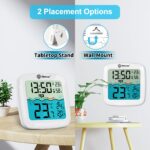 Geevon Digital Pool Thermometer Large-Size Thermometer with Backlit Display Temperature Monitor for Hot Tubs/Ice Baths/Pools/SPA/Aquariums/Ponds Spring & Summer Kit Early Warning Display Time Display with Alarm Function  12/24-Hour Format Switch